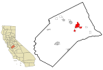 Merced County California Incorporated and Unincorporated areas Merced Highlighted